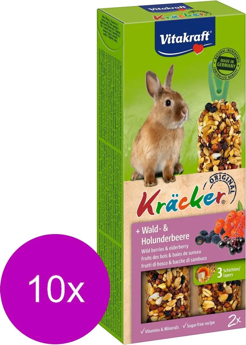 Vitakraft Dwergkonijn Kracker Bosbes 2-in-1 - 20 Stuks