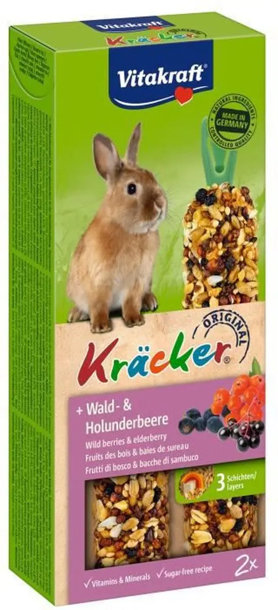 Vitakraft Dwergkonijn Kracker Bosbes 2-in-1 - 20 Stuks