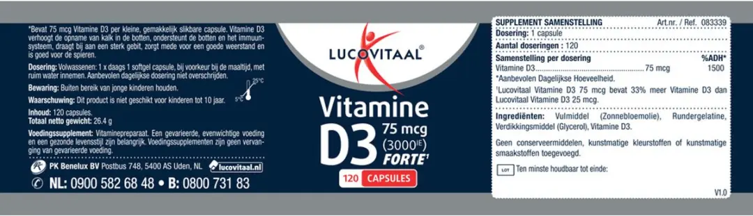 Lucovitaal Vitamine D3 Forte 75mcg - 120 Capsules