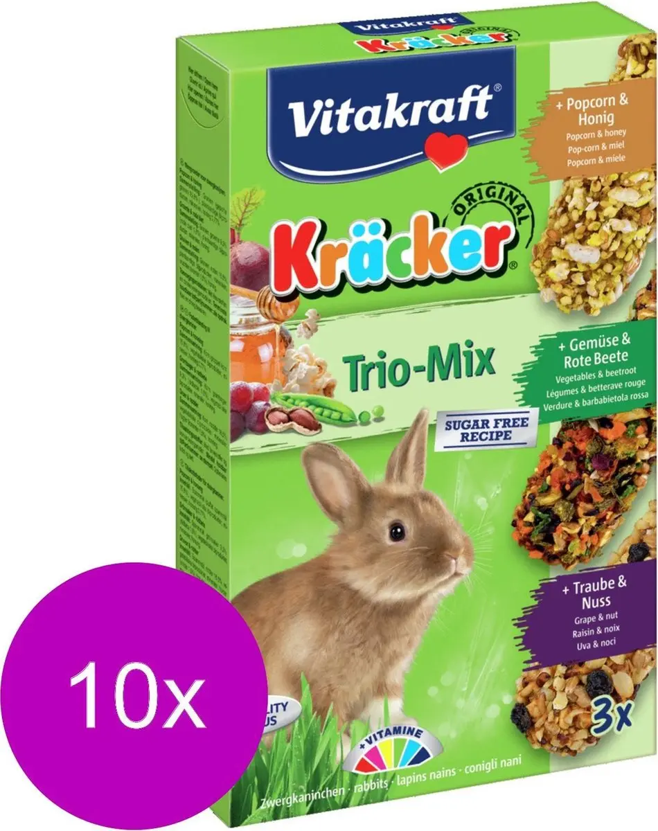 Vitakraft Konijn Kracker 3in1 - 10 Stuks