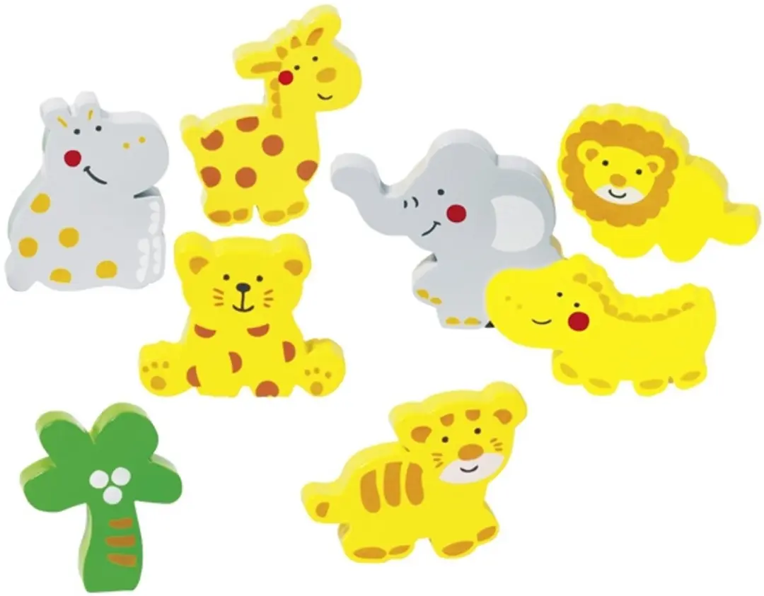 Goki WILDE DIEREN Houten Puzzel 8-delig - 28,5x23,5cm - Meerkleurig