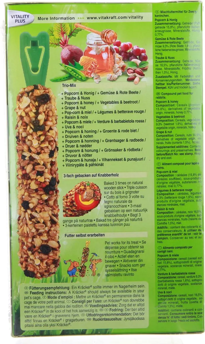 Vitakraft Konijn Kracker 3in1 Musli Groenten Popcorn