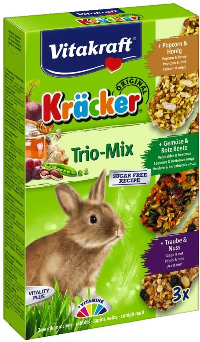 Vitakraft Konijn Kracker 3in1 Musli Groenten Popcorn - afbeelding 6 van 6