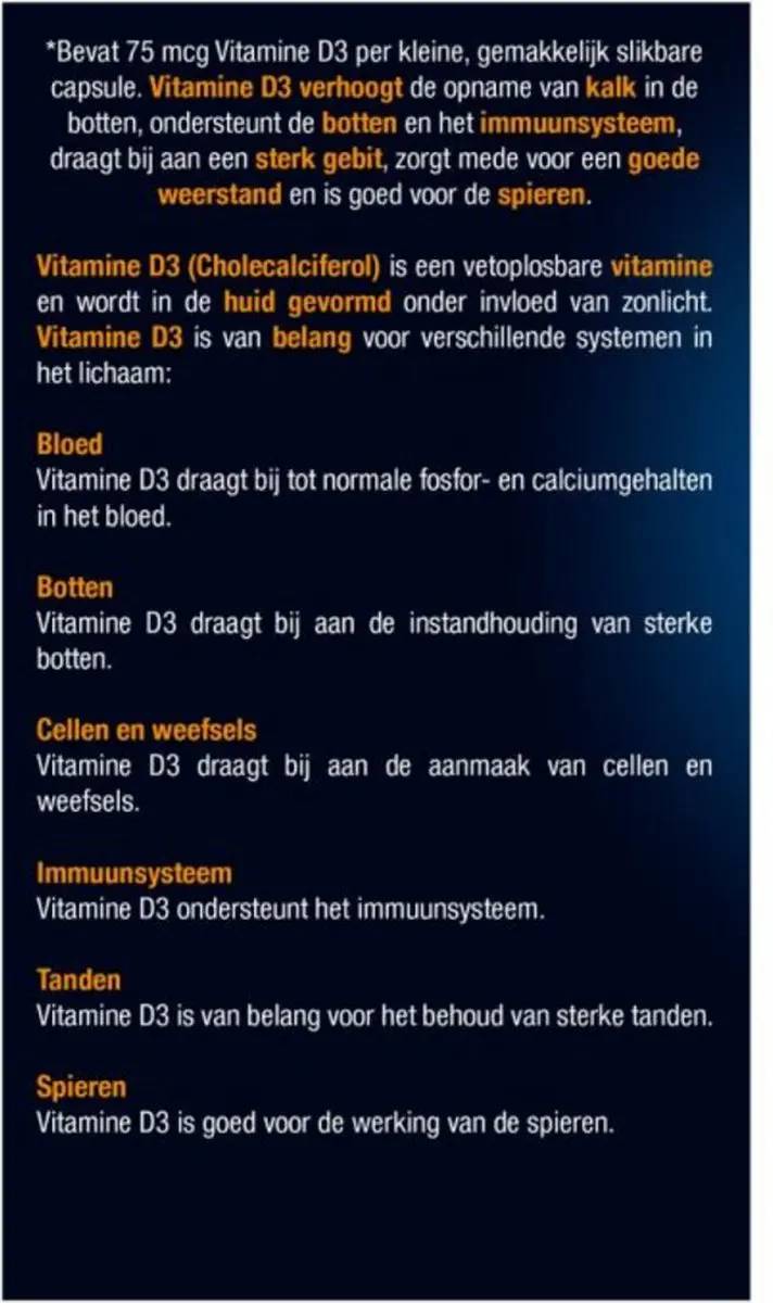 Lucovitaal Vitamine D3 Forte 365 Capsules - 75mcg (3000IE)