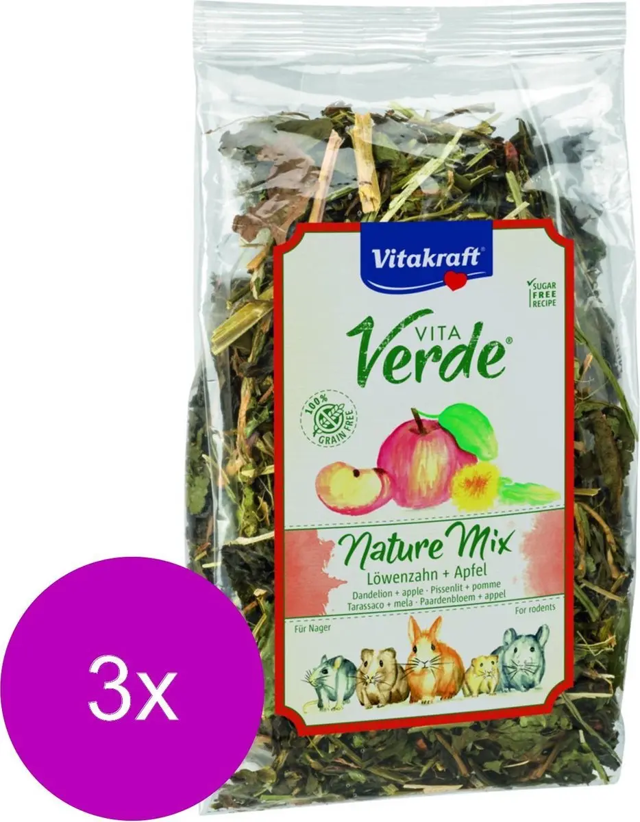 Vitakraft Vita-Verde Paardenbloem/Appel Knaagdiersnack - 240g