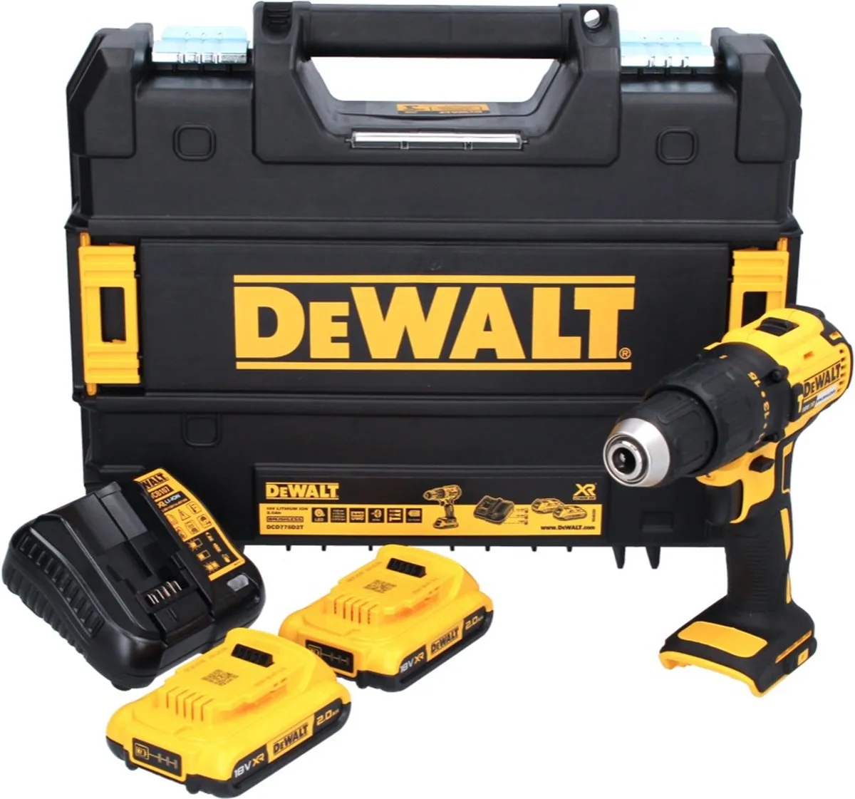DeWalt DCD778D2T Klop-/Schroefboormachine 18V - 2x 2.0Ah - TSTAK
