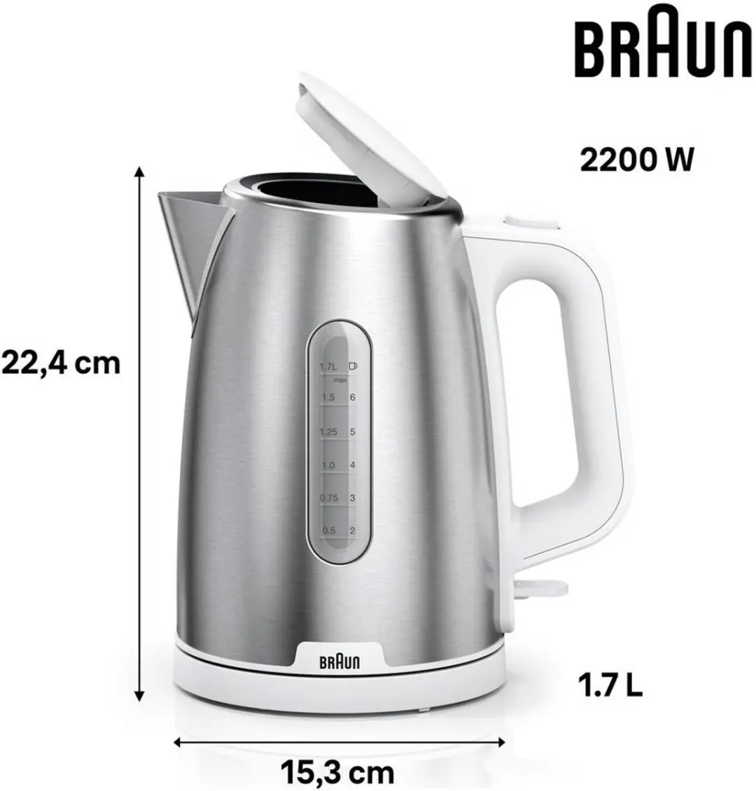Braun WK 1500 Waterkoker 1.7L - 2200W - Grijs