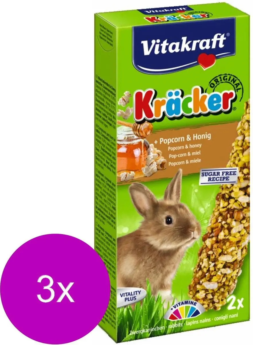 Vitakraft Konijn Kracker Popcorn - 3 Stuks