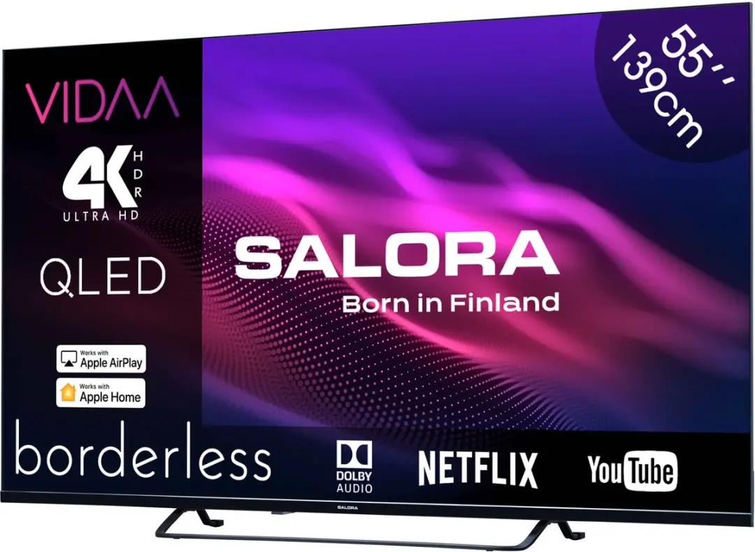 Salora QLED55UV1 55 inch QLED Smart TV - 4K - Zwart