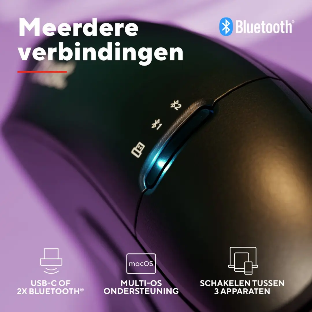 Trust Vyran 26107 Verticale Ergonomische Muis - Bluetooth & RF - 4800 DPI - Zwart