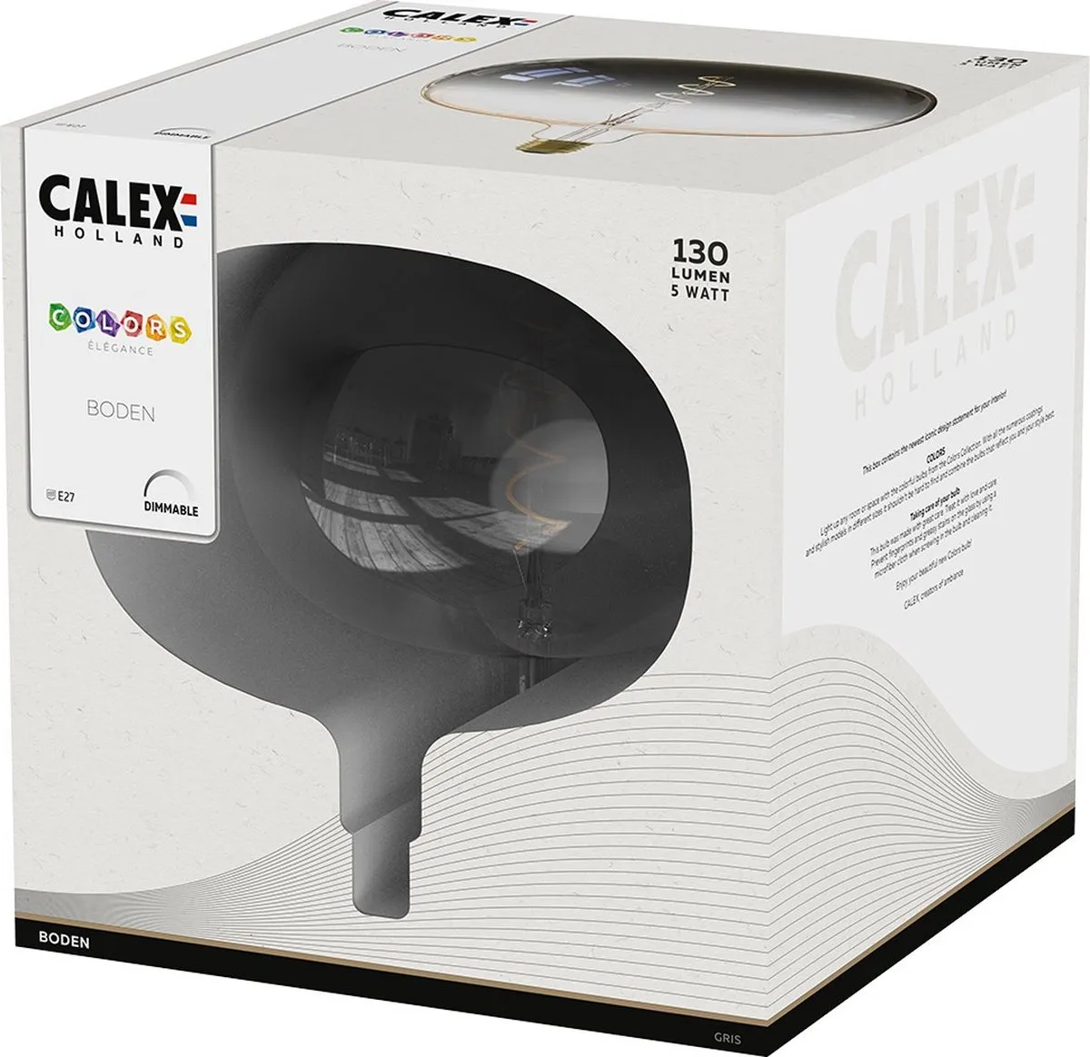 Calex Boden Colors Gris E27 LED Lamp 5W - Warm Wit 1800K - afbeelding 6 van 6