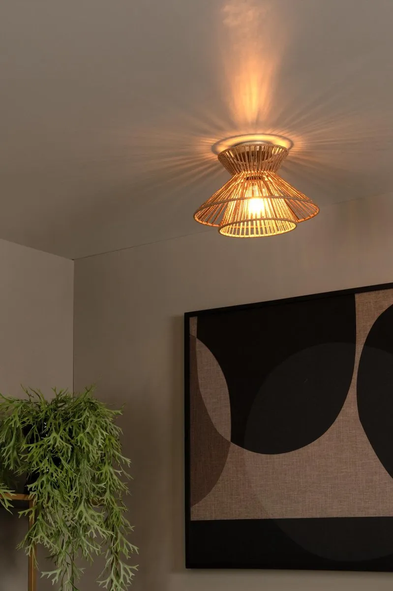 Lucide Tasman Plafondlamp Ø32cm - 1xE27 - Naturel