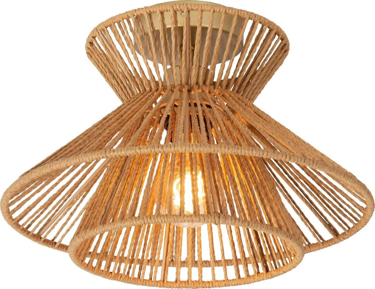 Lucide Tasman Plafondlamp Ø32cm - 1xE27 - Naturel