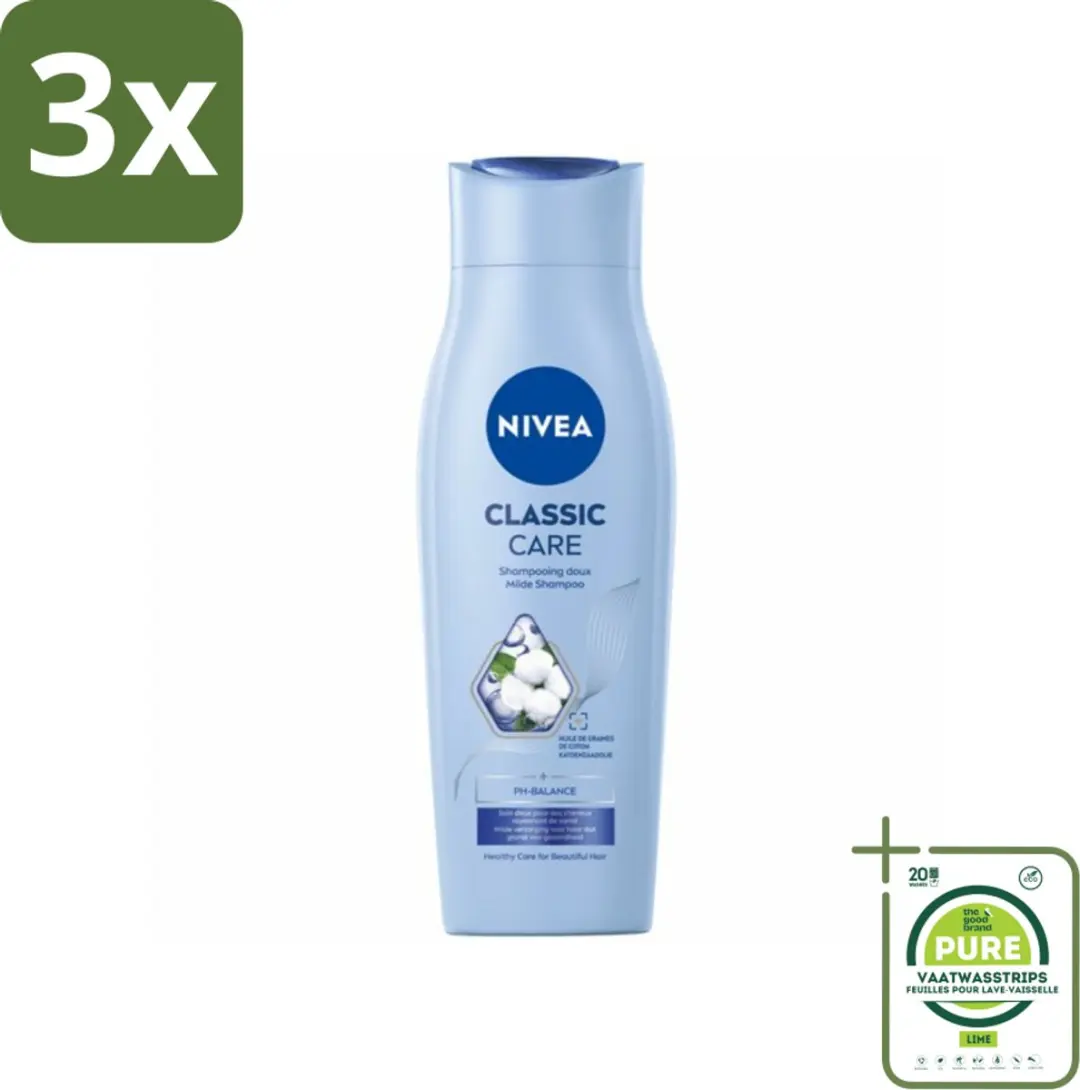 NIVEA Klassieke Verzorging Shampoo 250ml - 3 Stuks