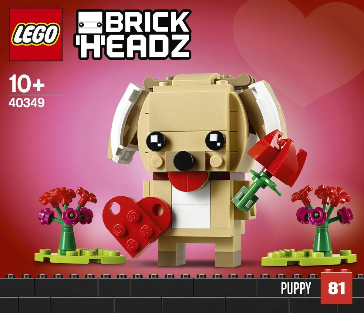 LEGO BrickHeadz Valentijnspuppy 40349 - 147 Stukken - Beige/Rood - afbeelding 6 van 6
