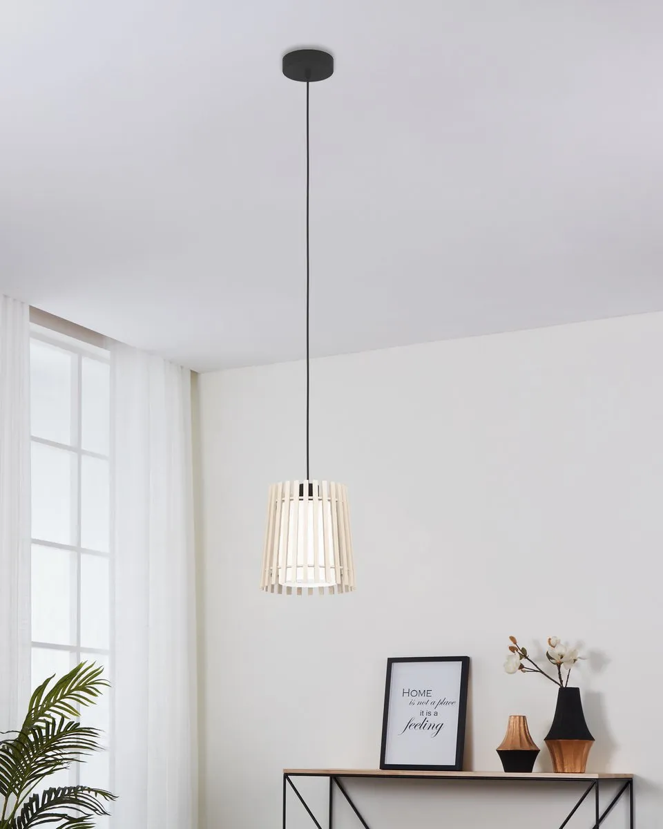 Eglo Fattoria Hanglamp E27 Ø20cm - 3-armig - Zwart/Bruin/Wit - afbeelding 6 van 6