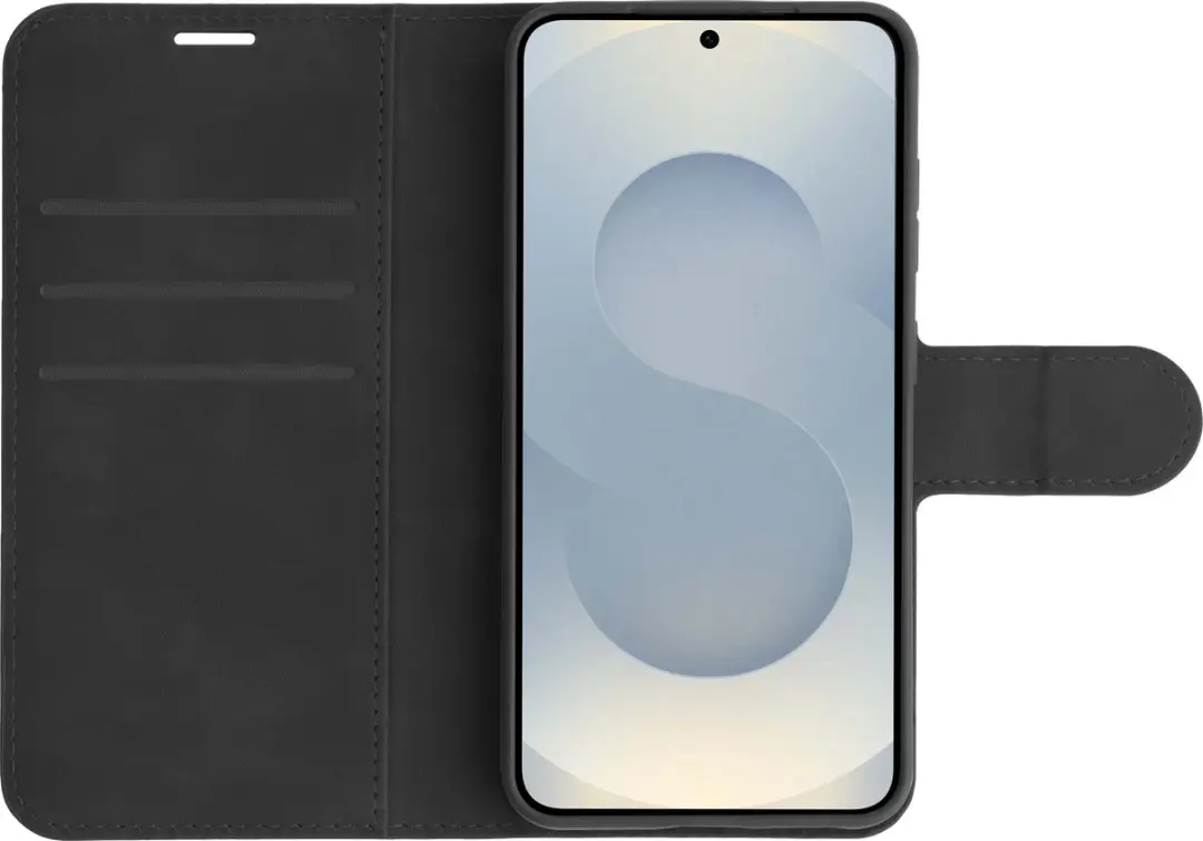 Just in Case Samsung Galaxy S25 Hoesje met Pasjeshouder - Premium Bookcase - Zwart