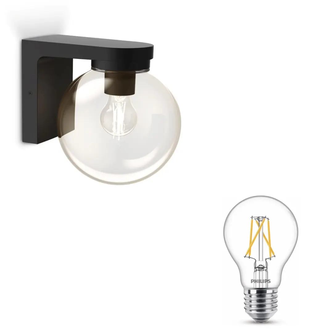 Philips Ulio Wandlamp Buiten Zwart E27 7.5W Warmwit