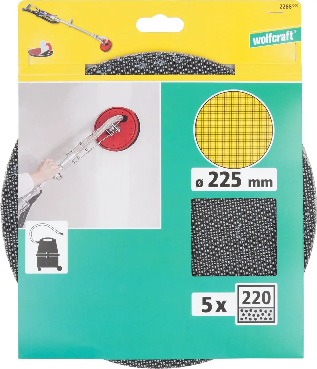 Wolfcraft 225mm Schuurpapier Korrel 220 - 5 Stuks