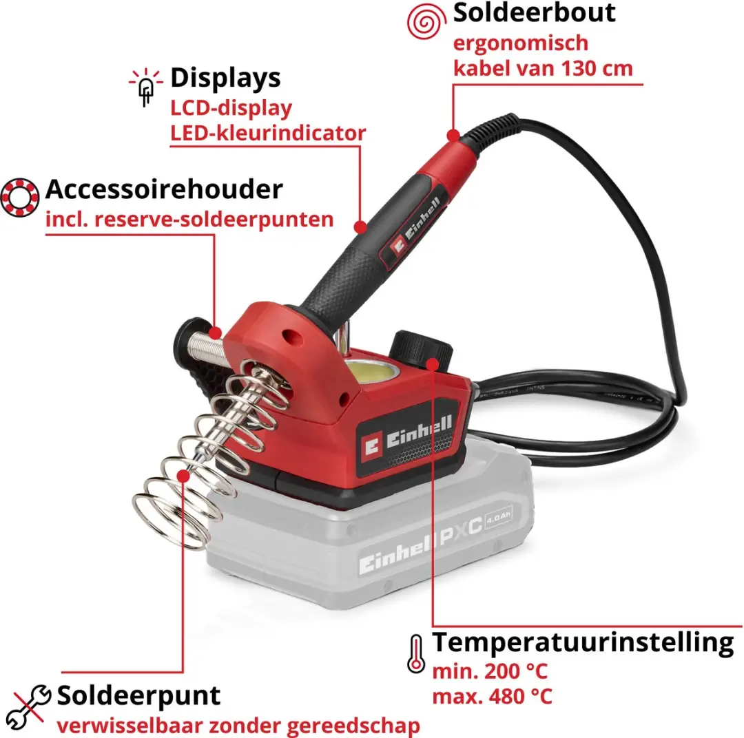 Einhell TE-SI 18/480 Li Accu Soldeerbout - 18V - 205-480°C