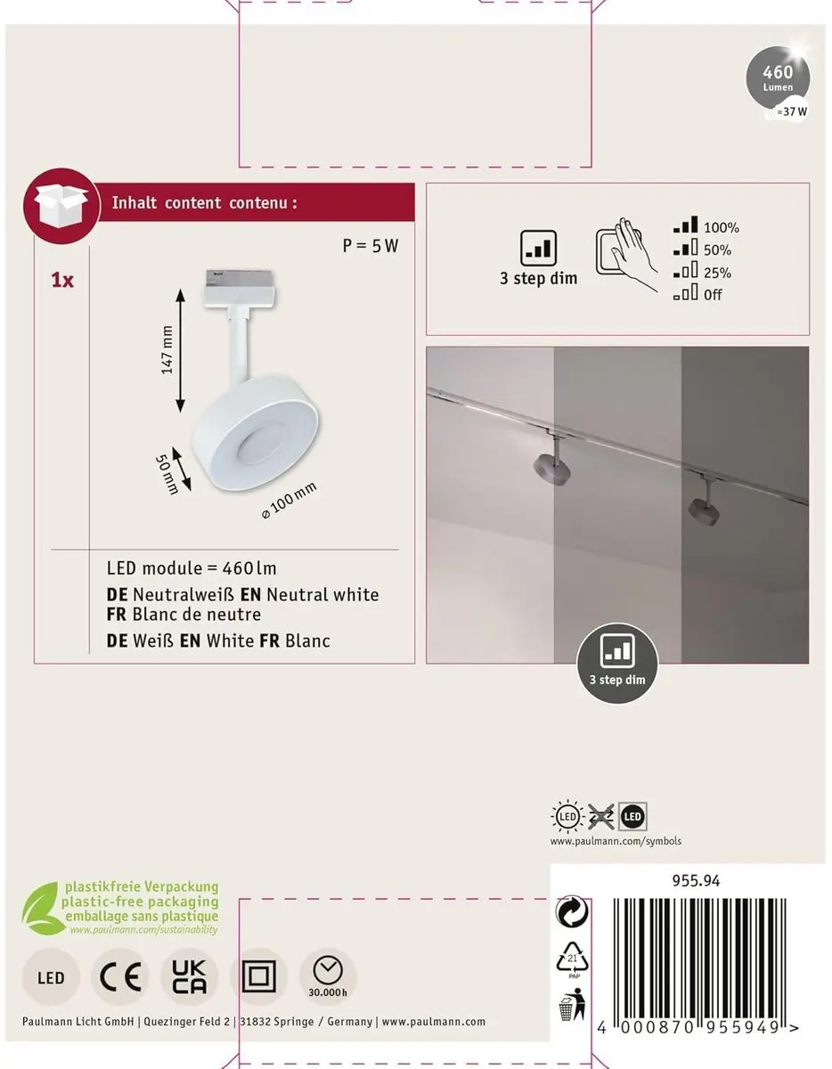 Paulmann URail 5W LED Warm Wit Verlichtingssysteem - afbeelding 6 van 6