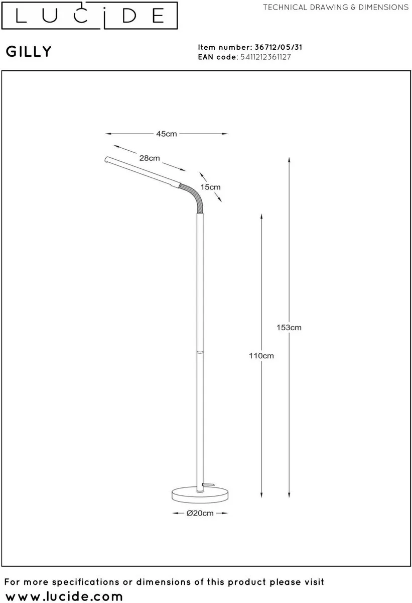 Lucide GILLY LED Leeslamp 6W - Wit