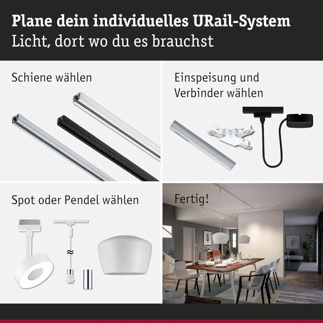 Paulmann URail Zigbee 3.0 Voeding 304x21mm - 100W - Matzwart
