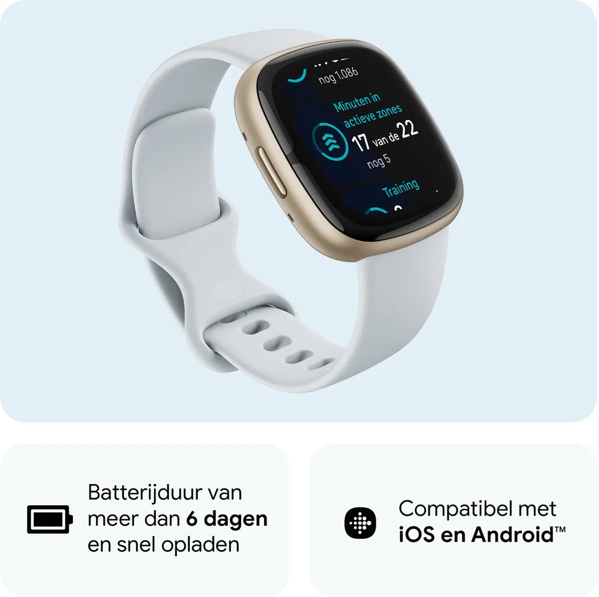 Fitbit Sense 2 Smartwatch - 40mm - Lichtblauw - afbeelding 6 van 6