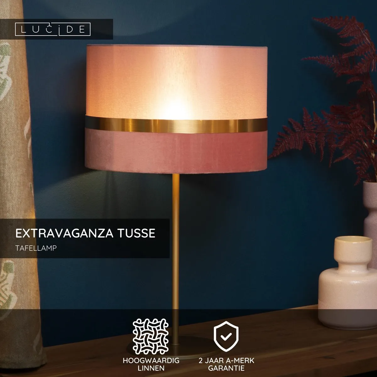 Lucide Extravaganza Tusse Tafellamp - Ø30cm - Roze