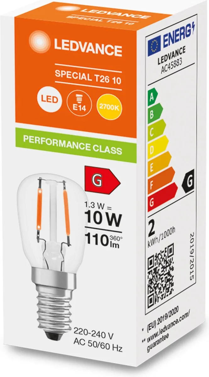 LEDVANCE Speciaal LED E14 T26 Filament 1.3W 110lm - Zeer Warm Wit - afbeelding 5 van 6