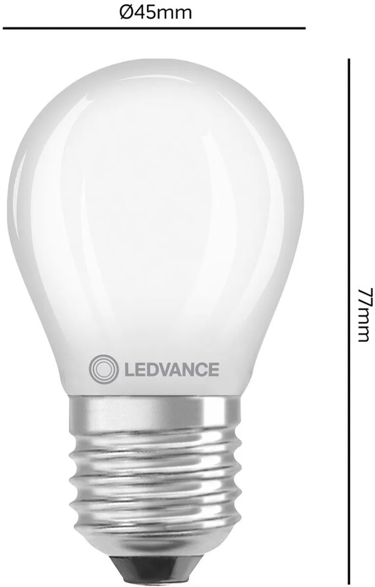 LEDVANCE Classic E27 Peer Filament 2.8W 250lm - Mat - Zeer Warm Wit - afbeelding 3 van 6
