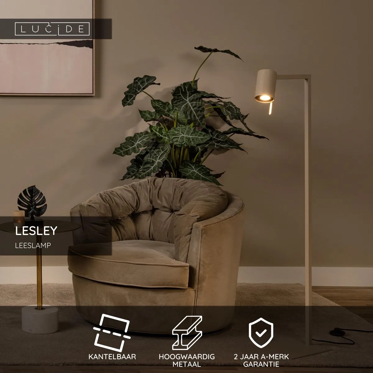 Lucide Lesley Leeslamp GU10 - Taupe