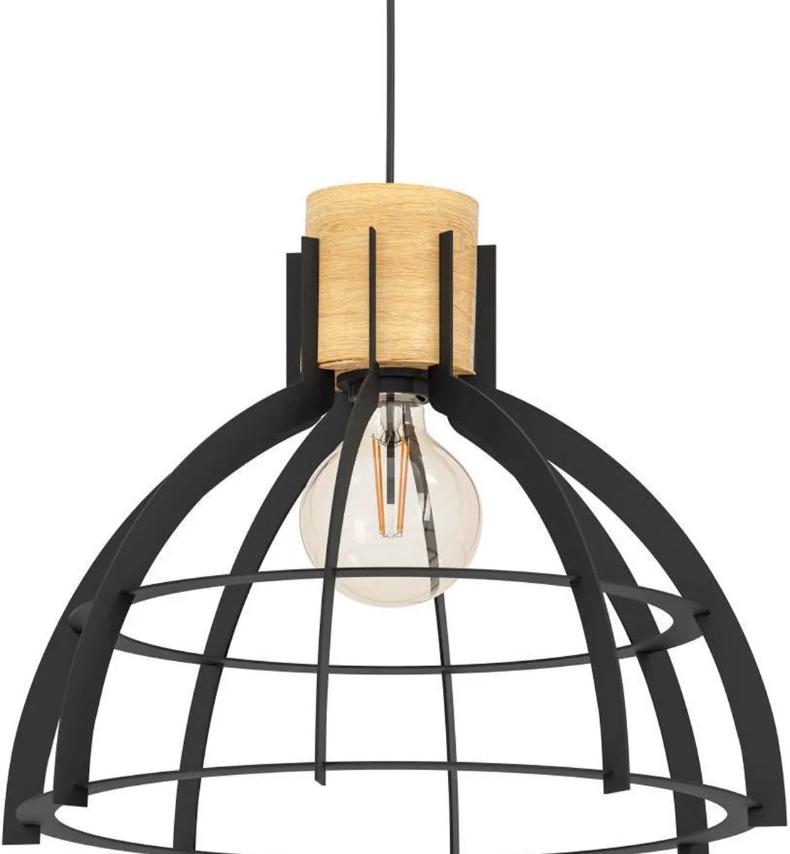 Eglo Stillington Hanglamp E27 - 3 Lichthoorns - Ø41,5cm - Zwart/Bruin