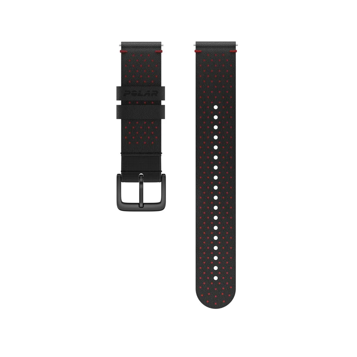 Polar Horlogebandje 20mm Leer Zwart/Rood