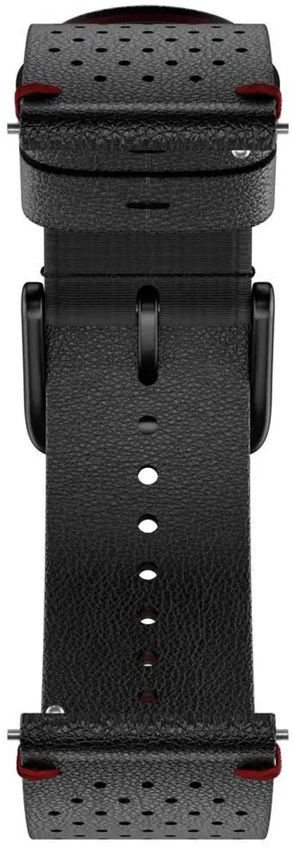 Polar Horlogebandje 20mm Leer Zwart/Rood - M/L