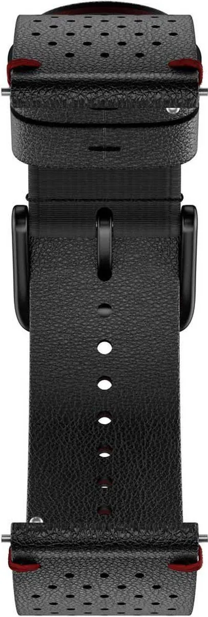 Polar Horlogebandje 20mm Leer Zwart/Rood - M/L