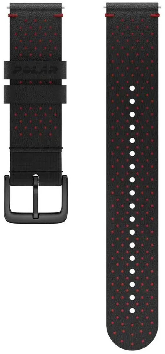 Polar Horlogebandje 20mm Leer Zwart/Rood - M/L