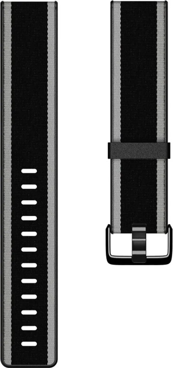 Fitbit Versa Geweven Bandje FB166WBBKGYS - Small - Zwart/Grijs