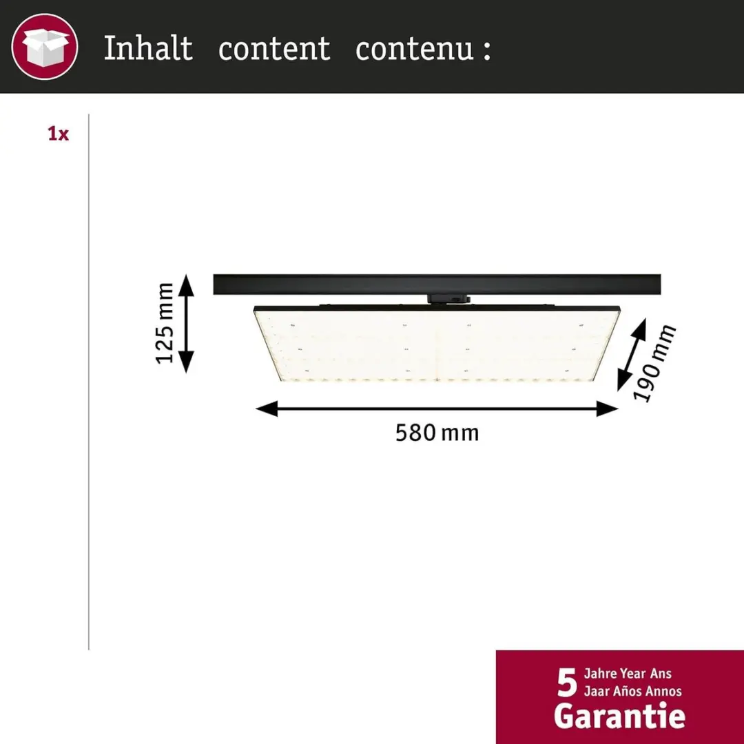Paulmann ProRail3 LED-paneelverlichting 7000lm 75W 4000K - Zwart