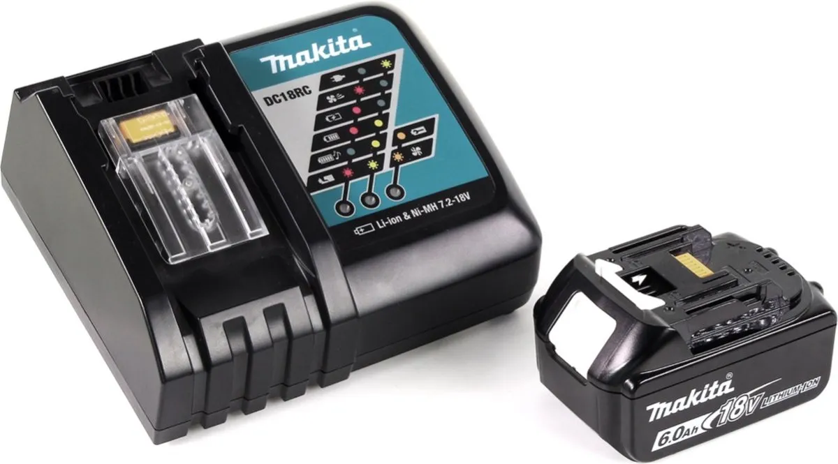 Makita DGA 511 RG1J Haakse Slijper 18V 125mm - 6.0Ah Accu + Lader