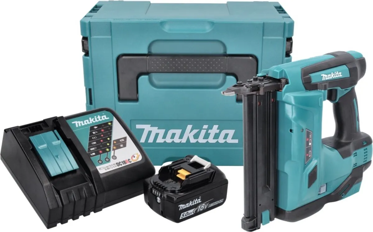 Makita DBN 500 RT1J Accu-Spijkermachine 18V - 5,0Ah - Inclusief accu & oplader
