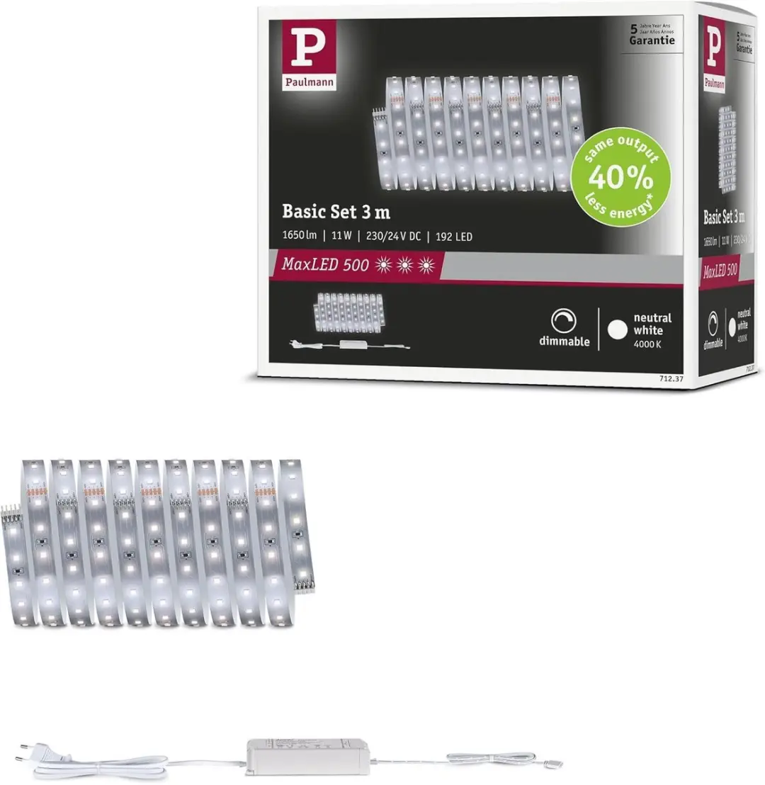Paulmann 71237 MaxLED 500 LED-strip Neutraal Wit 3m