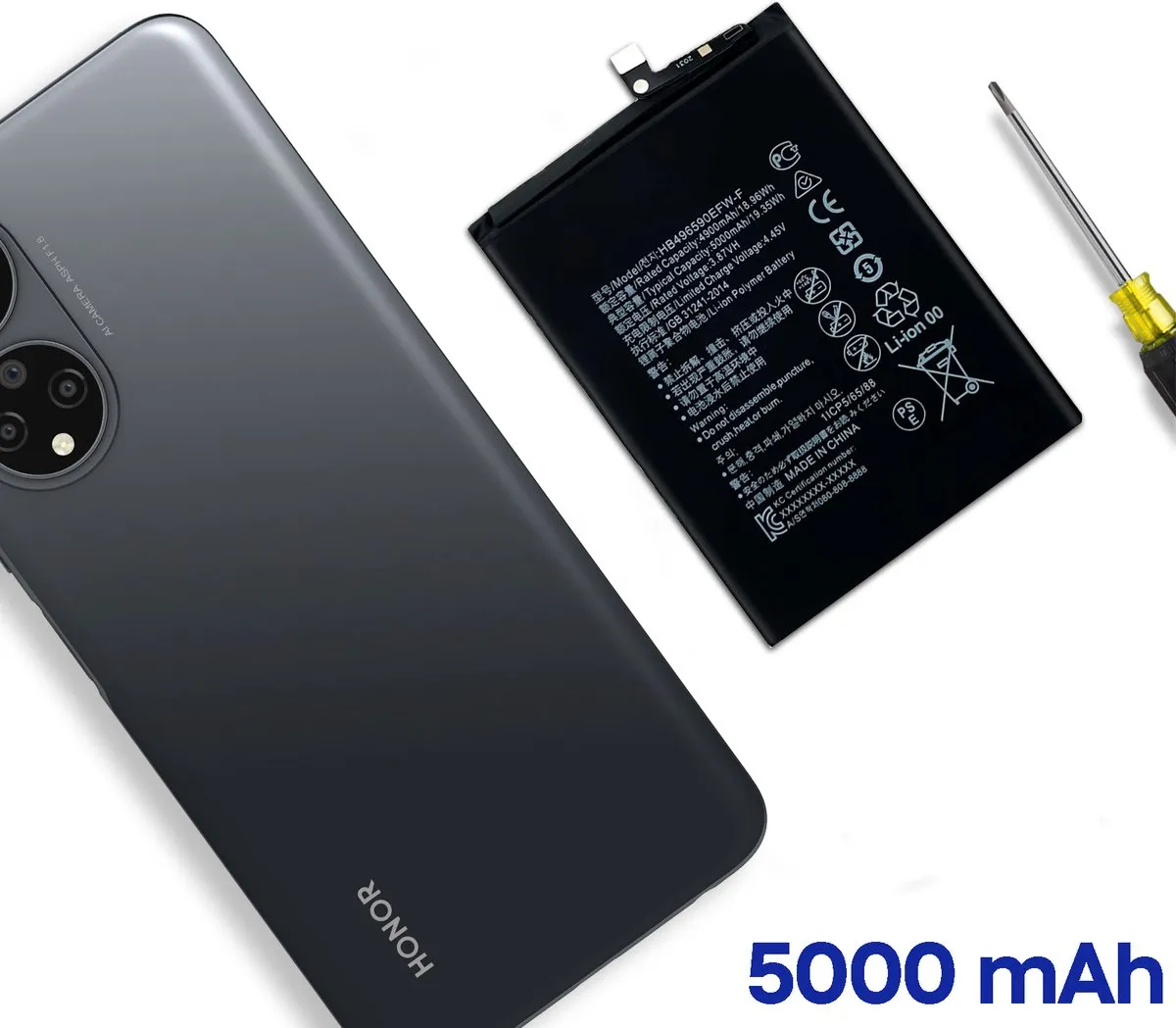 Honor 70 Lite/X7/X8 Batterij 5000mAh HB496590EFW - Zwart