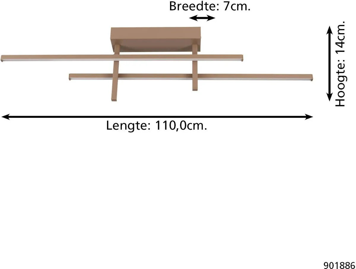Eglo Trepiliano Plafondlamp LED 110cm - Zandkleur/Wit