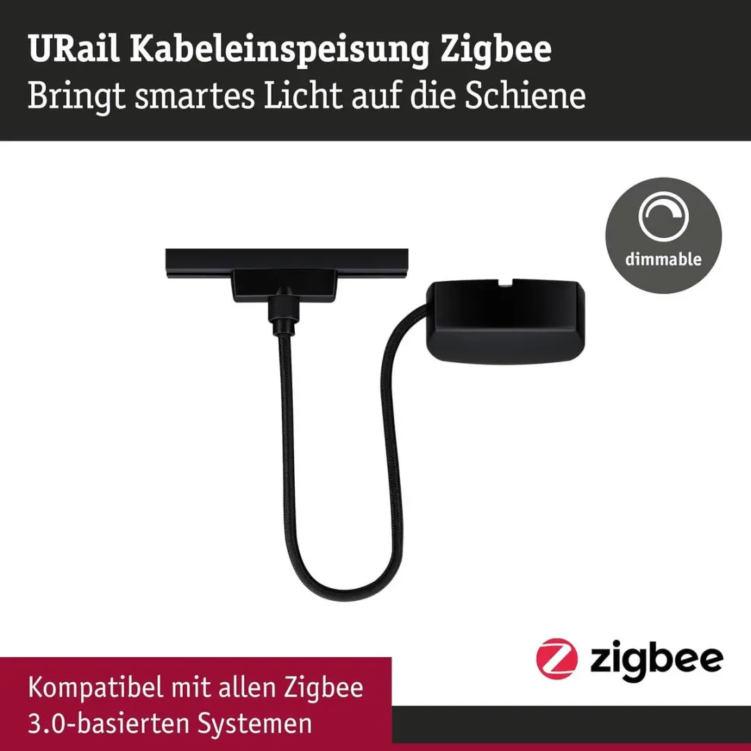 Paulmann URail Zigbee 3.0 Voedingskabel 1m - 100W - Matzwart