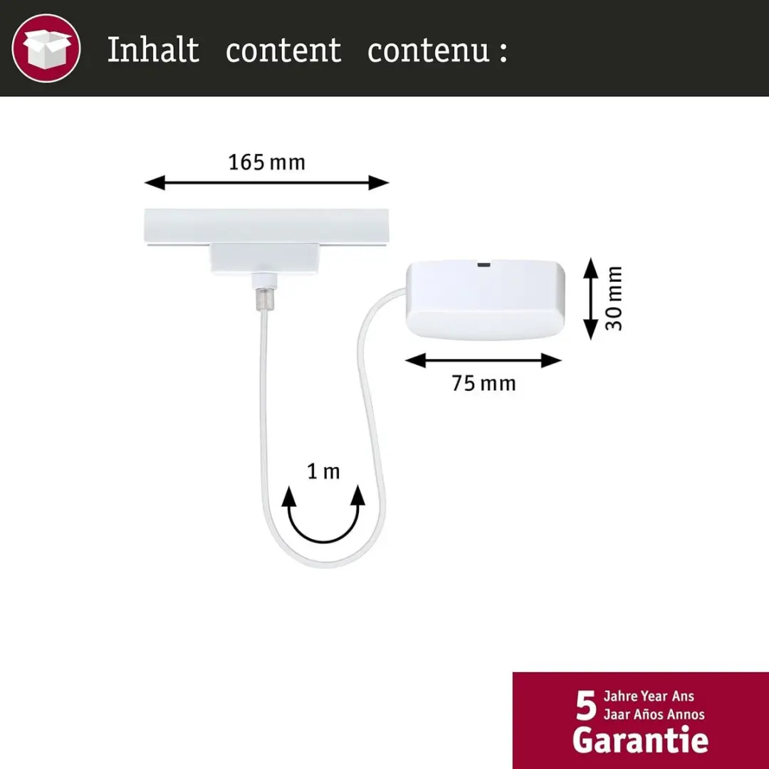 Paulmann URail Zigbee 3.0 Voedingskabel 1m - 100W - Matzwart
