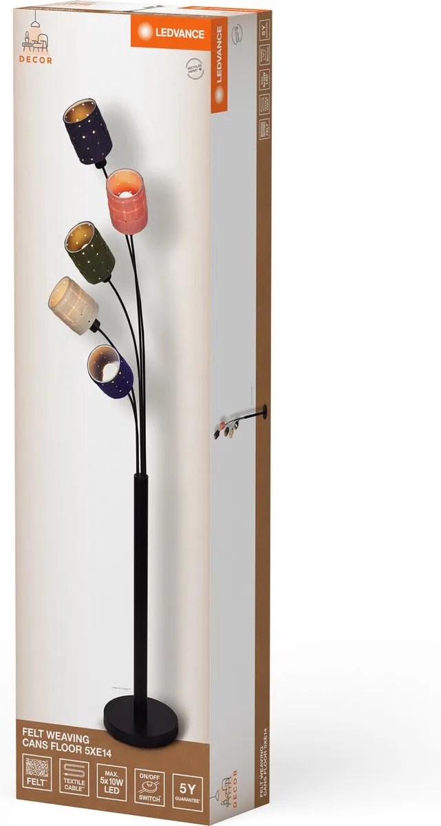 LEDVANCE Decor Felt Weaving Vloerlamp - 5 lampen - Veelkleurig - afbeelding 6 van 6