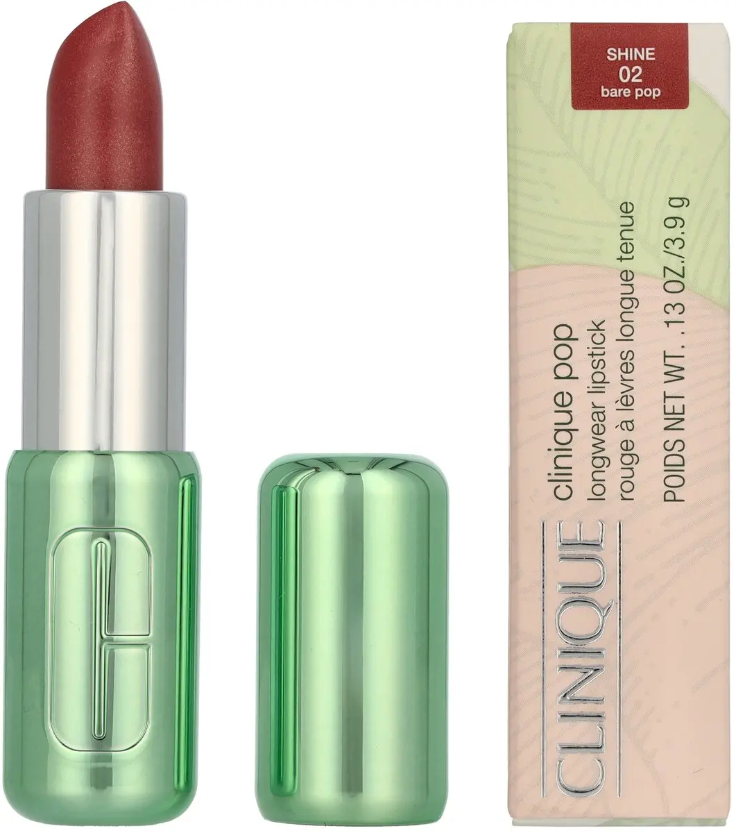 Clinique Pop Longwear Shine Lipstick 02 Bare Pop - 3.9g