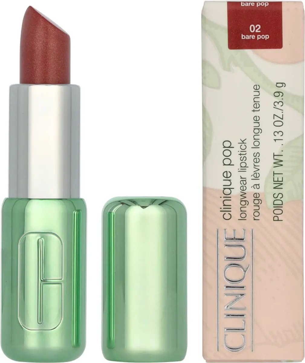 Clinique Pop Longwear Shine Lipstick 02 Bare Pop - 3.9g