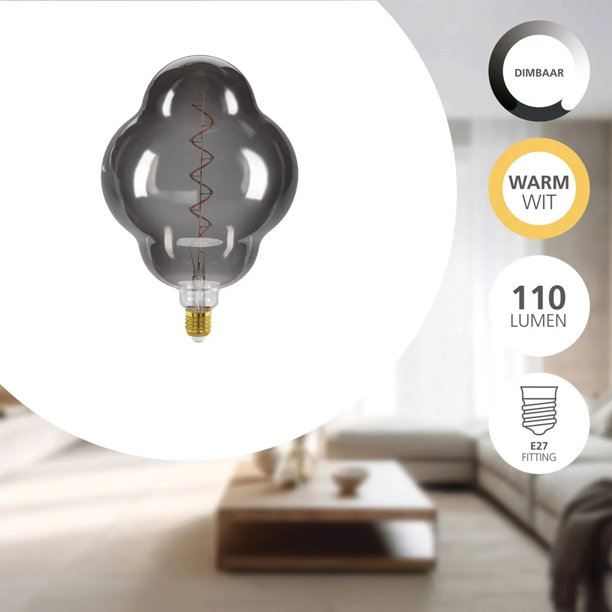 Eglo LED Lamp E27 Rookglas 2000K - Ø20cm - afbeelding 6 van 6
